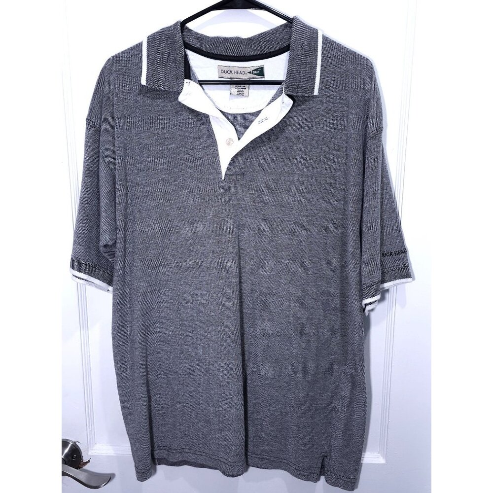 Duck Head Men's Golf Polo Shirt Large Black Tweed Color